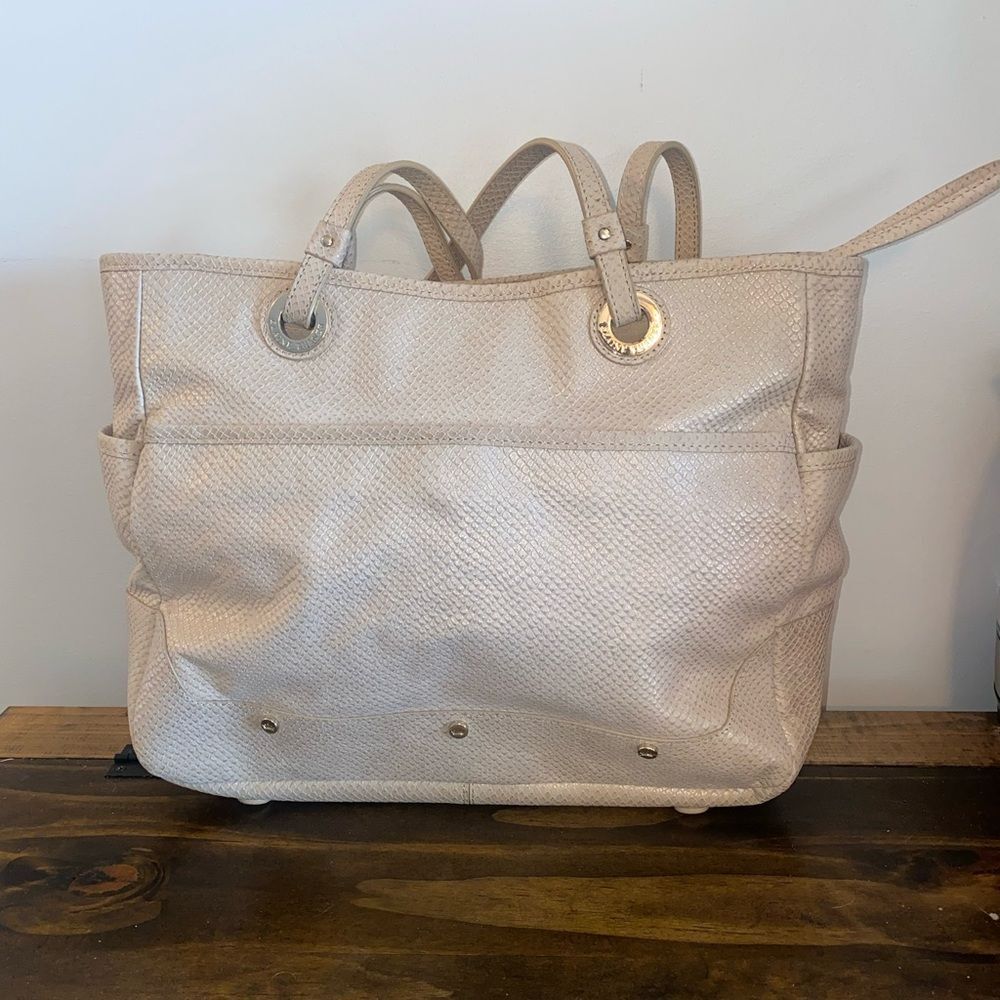 Elaine Turner Shoulder Tote Tan w/ Pink Interior NEW